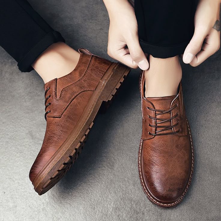 pure leather brown shoe