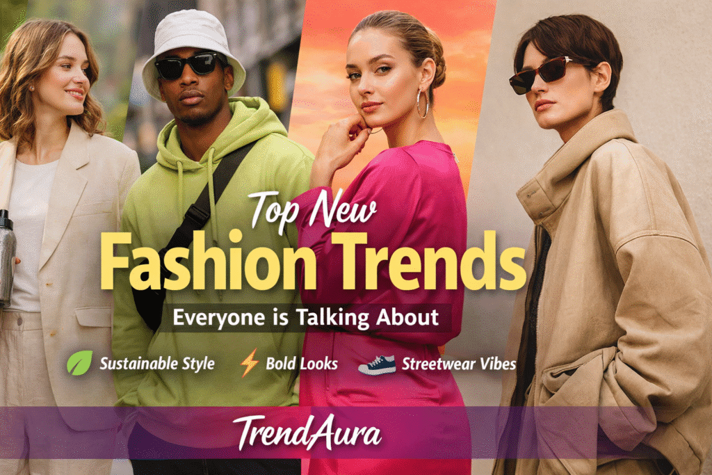 Top new fashion trends everyone is talking about featuring modern streetwear and sustainable styles by TrendAura